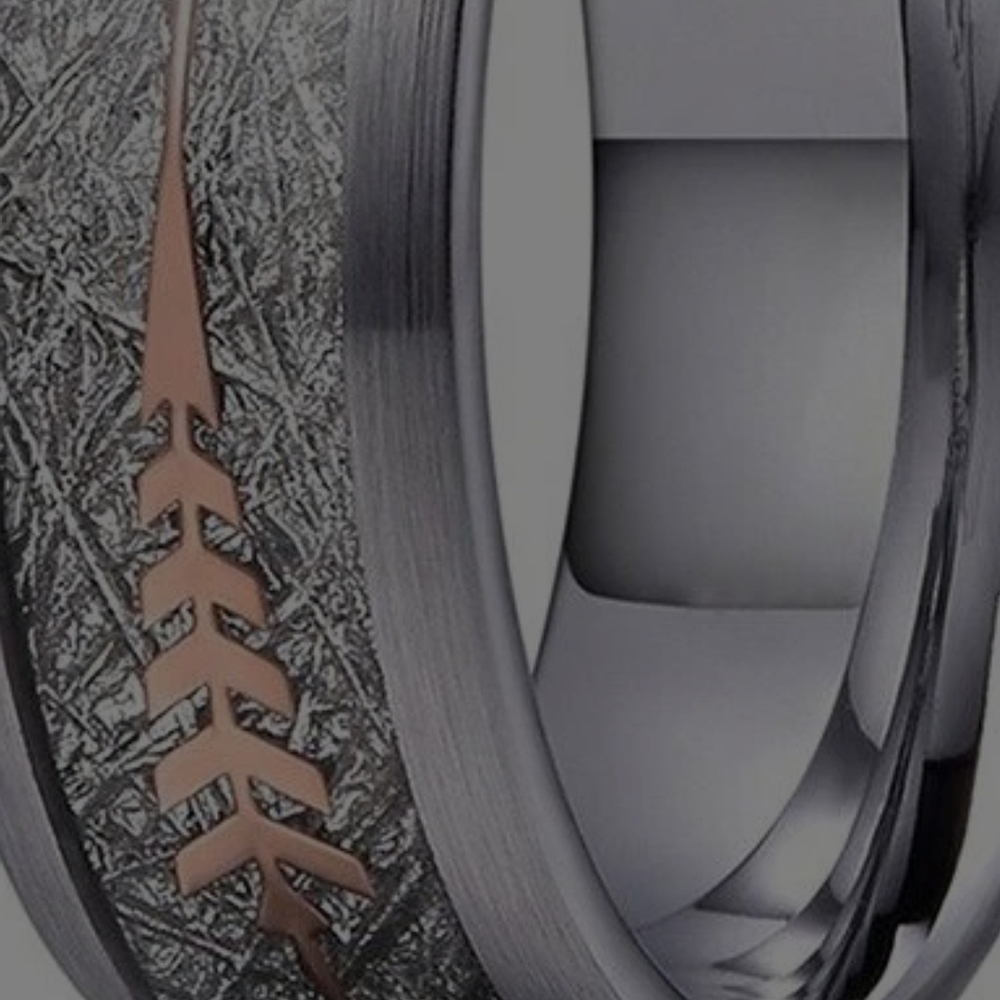 Men's Silver and Rose Gold Arrow Ring - Picture 4 of 4